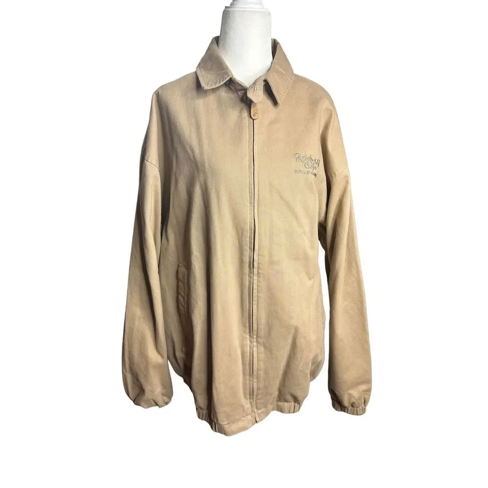 Rainforest Cafe‎ California Vintage Cotton Full Zip Utility Jacket Large Tan